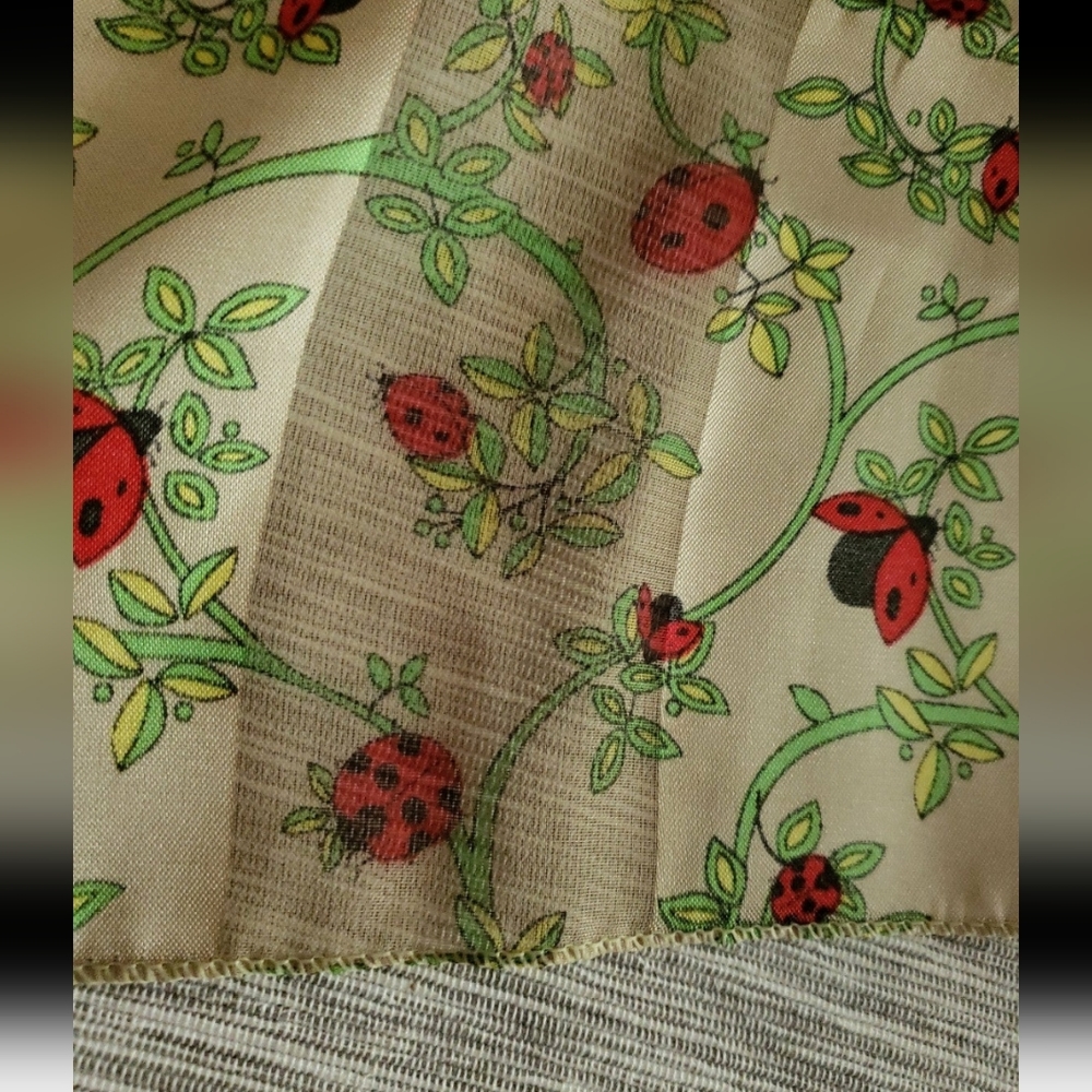 Ladybug on greenery Satin and Sheer Shadow Striped 60 inch Scarf - Picture 3 of 8